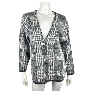 Parkhurst Cardigan Angora Wool Blend Geometric Canada‎ Womens M Cozy
